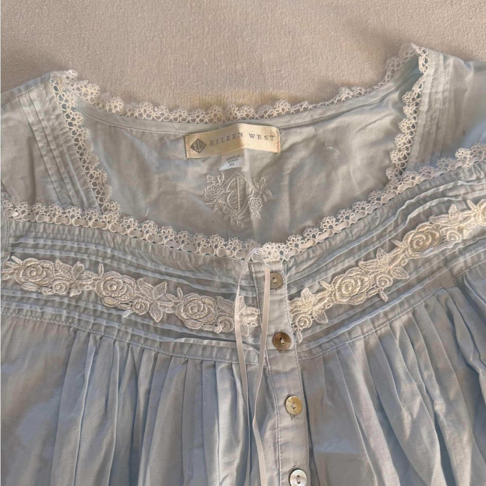 Vintage Eileen West Sleepwear Cotton Romantic Cottagecore Tradwife Nightgown XL - Picture 4 of 12